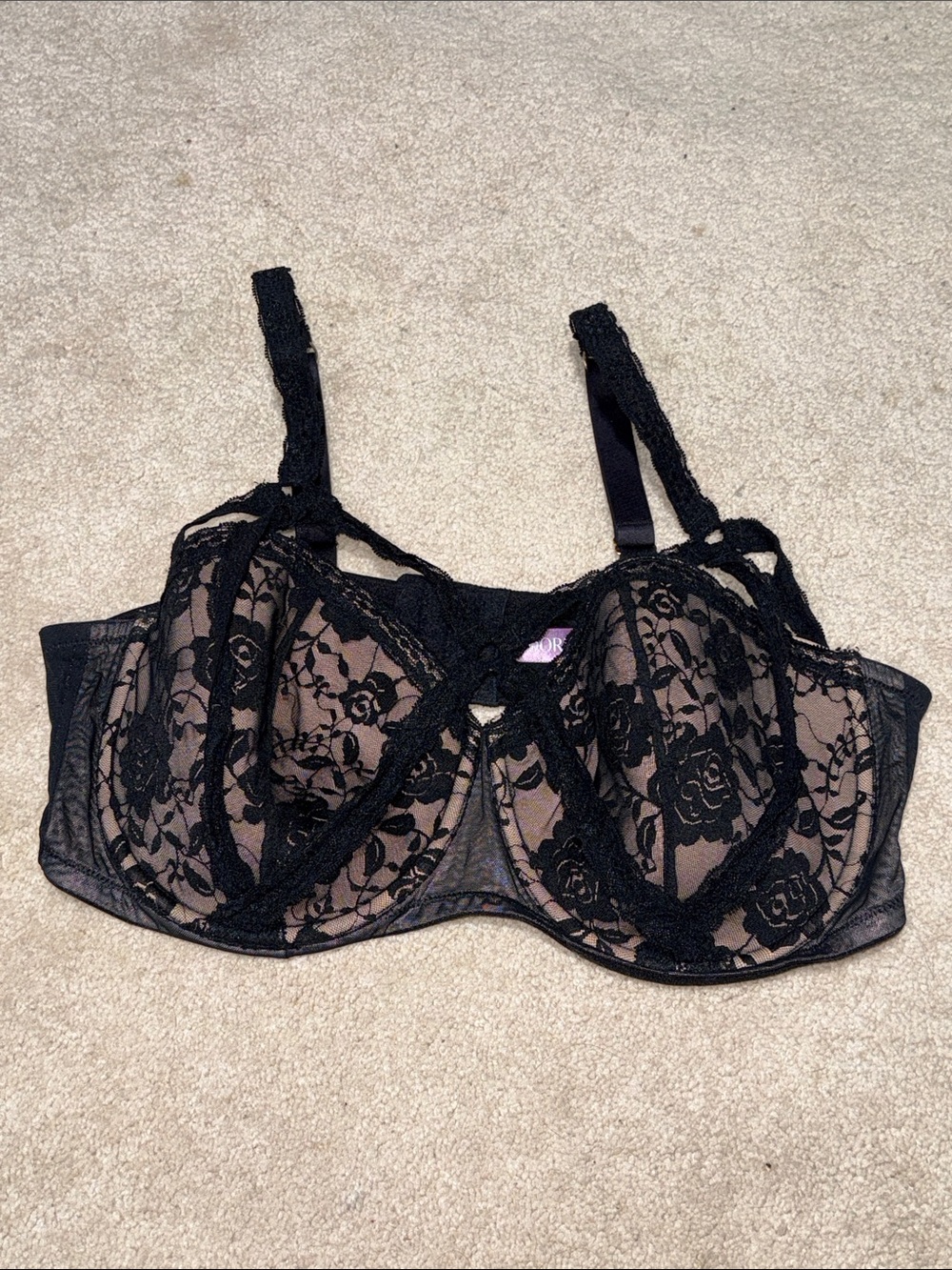Adore Me Black Floral Lace Underwire Bra